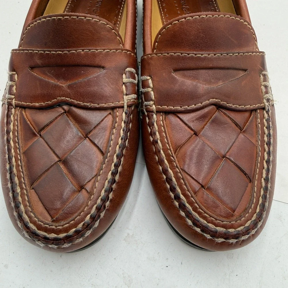 Johnston & Murphy Men's Loafers Brown Basket Weave Tassel Leather Size 9 M